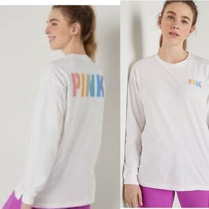 PINK Victoria secret Long Sleeve Shirt with Rainbow Logo New with tag X-Large